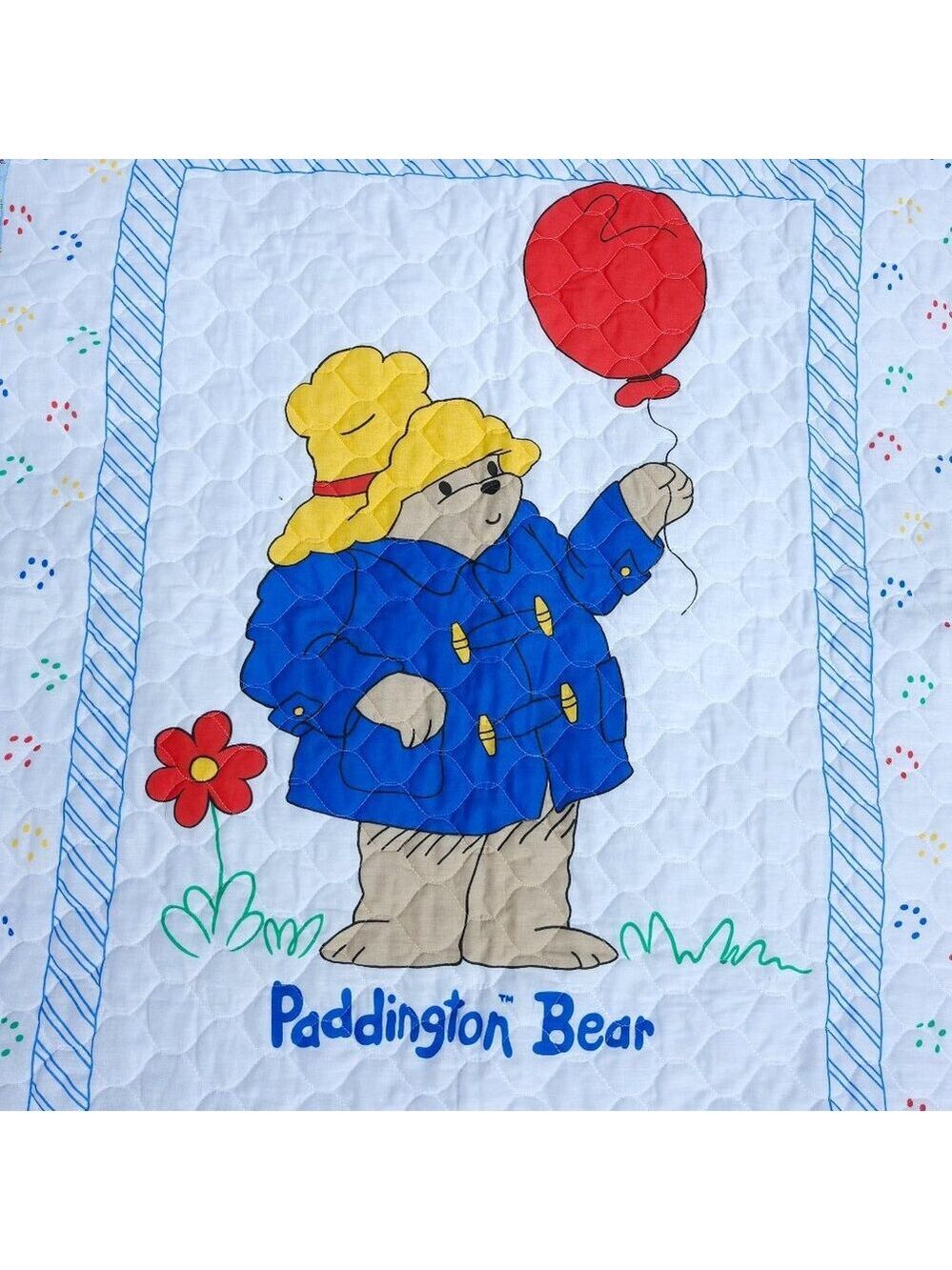 ADORABLE PADDINGTON BEAR BABY QUILT THROW BLANKET QUILTED Like New